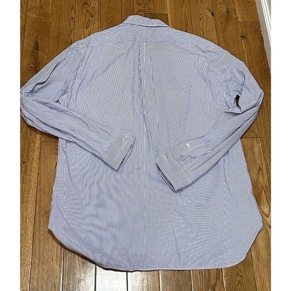 Two Ralph Lauren Polo Button Down Striped‎ Dress Shirt Size 16.5 42 Purple/ Blue - Picture 9 of 9